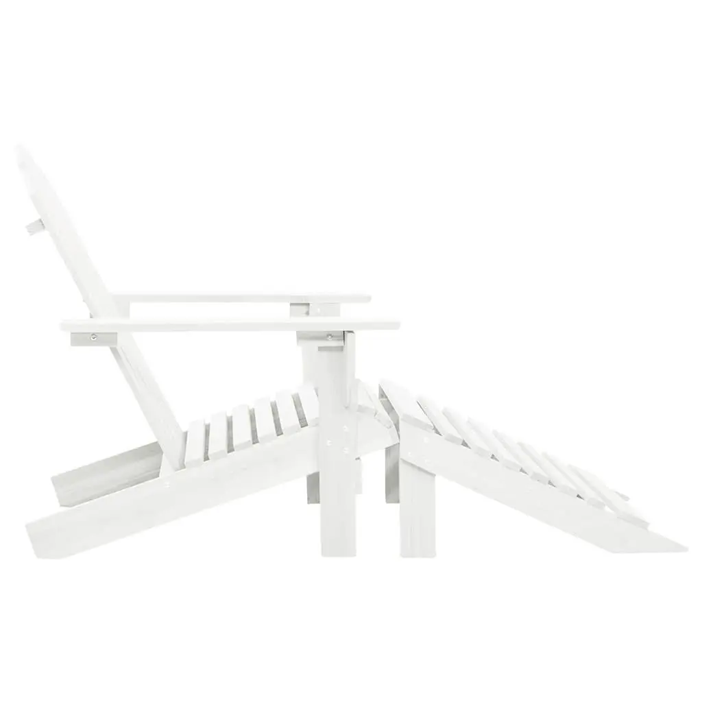 Garden Chair with Ottoman White Wooden Outdoor Armchair Patio Seating Footstool