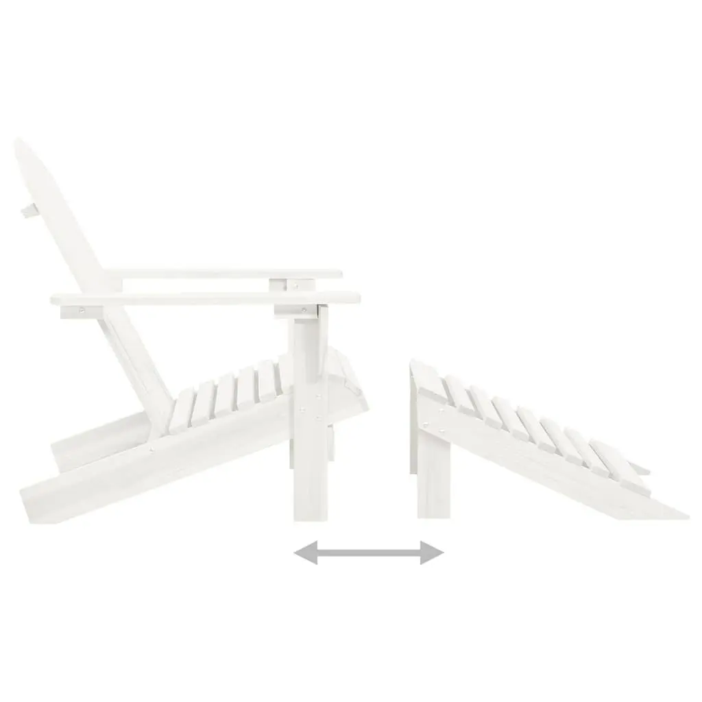 Garden Chair with Ottoman White Wooden Outdoor Armchair Patio Seating Footstool