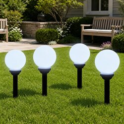 Outdoor Pathway Solar LED Lights 4 Piece Set 15cm Ground Spike Garden Decoration