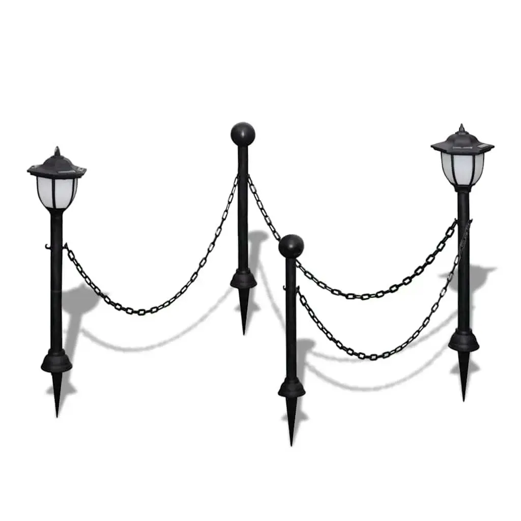 Solar Chain Fence Lights Outdoor Garden Patio Lighting Two LED Lamps Grey