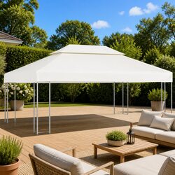 Gazebo Canopy Top Cover Water-Resistant 310gsm Replacement Cream White 3m x 4m