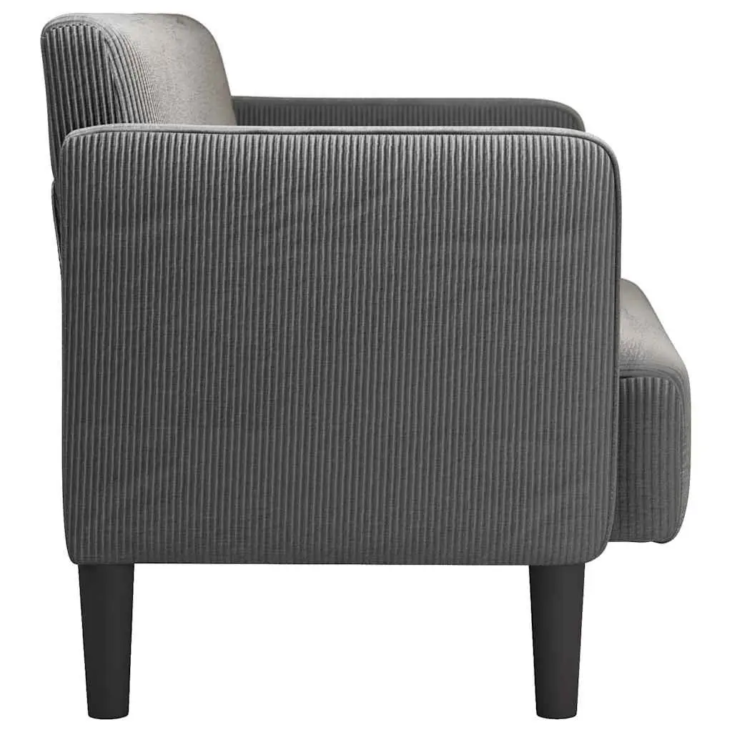 Loveseat Sofa Grey Corduroy Fabric 109cm Compact Two Seater Couch Furniture