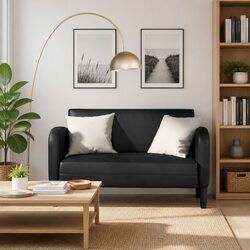 Loveseat Sofa 110 cm Black Compact Two-Seater Couch Living Room Furniture