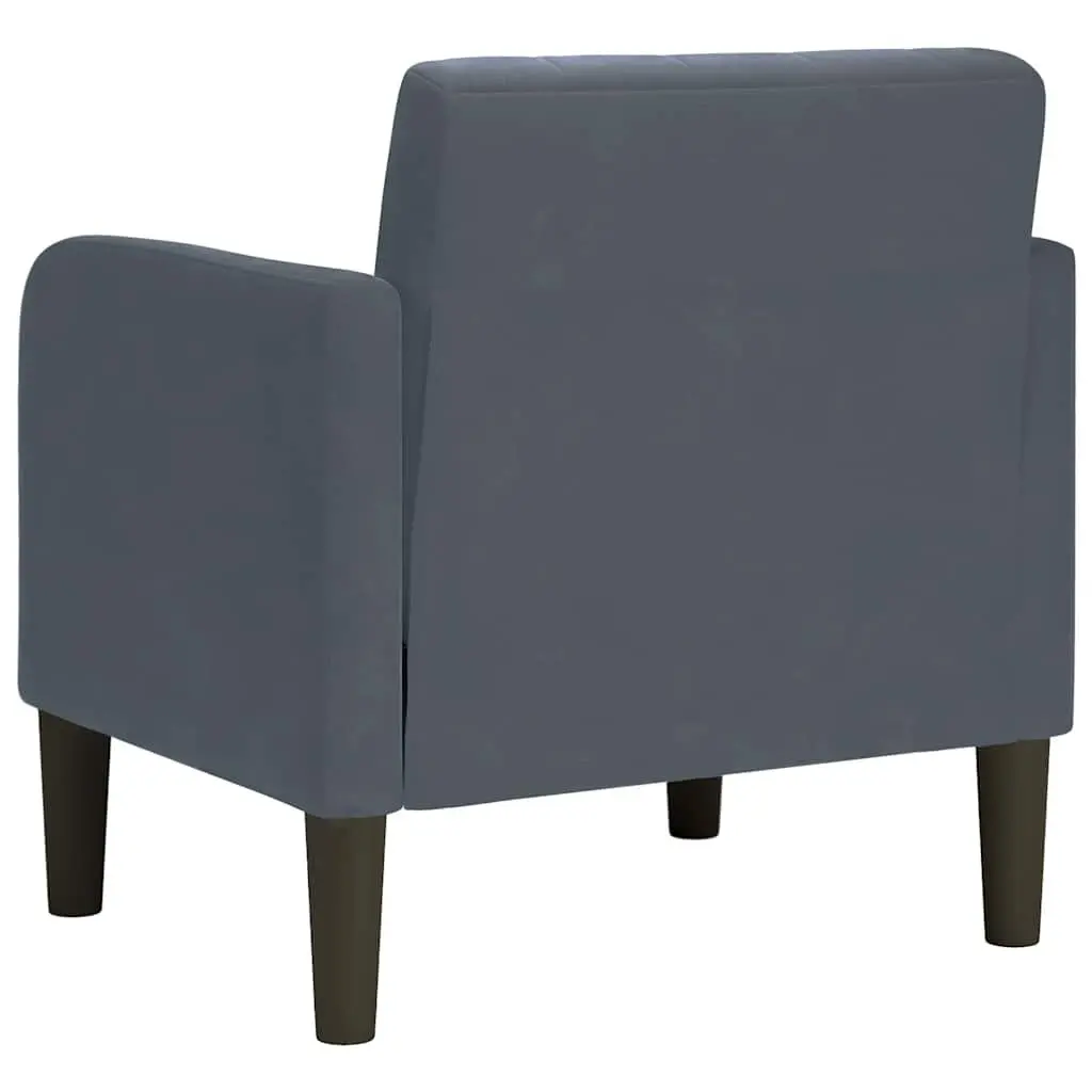 Arm Chair Grey Velvet Upholstery Soft Foam and Spring Cushioning Supportive Plywood Frame