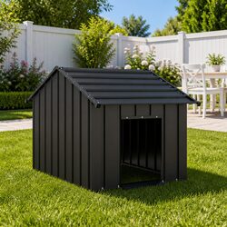 Dog House with Roof Shelter Galvanised Steel Outdoor Pet Kennel Protective Cover