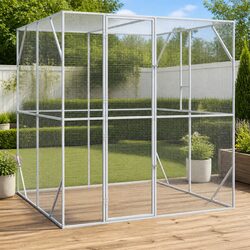 Outdoor Bird Cage Anthracite 209 x 202 x 214 cm Galvanised Steel Garden Aviary