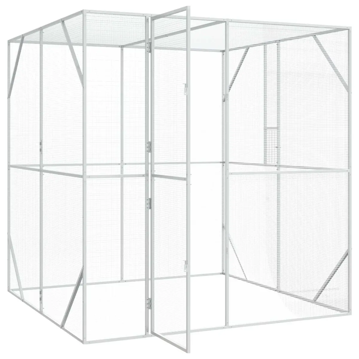 Outdoor Bird Cage Galvanised Steel Anthracite 209 x 202 x 214 cm Garden Aviary