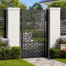Garden Gate Black Steel Outdoor Fence Entry Cross Design 100x150 cm Lockable