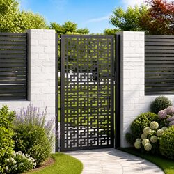 Garden Gate Black 100x175 cm Steel Cross Design Lockable Entrance Patio Fencing