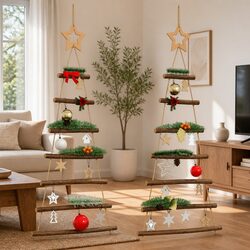 Hanging Christmas Tree Decorations 2pcs 42x90cm Natural Wood Branch Wall Decor