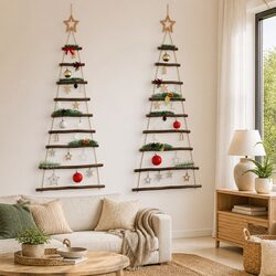 Hanging Christmas Trees Wooden Natural Branch Decoration Wall Door Window