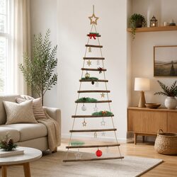 Hanging Christmas Tree Decoration Natural Wood Branches Wall Mount 74x150 cm