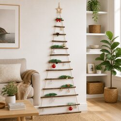 Hanging Christmas Tree Decoration 86x180 cm Natural Wood Branch Wall Door