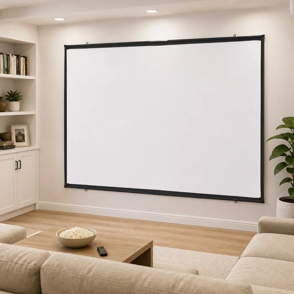 Projection Screen Wall-Hanging 84 Inch Matte White Home Theater Classroom Office