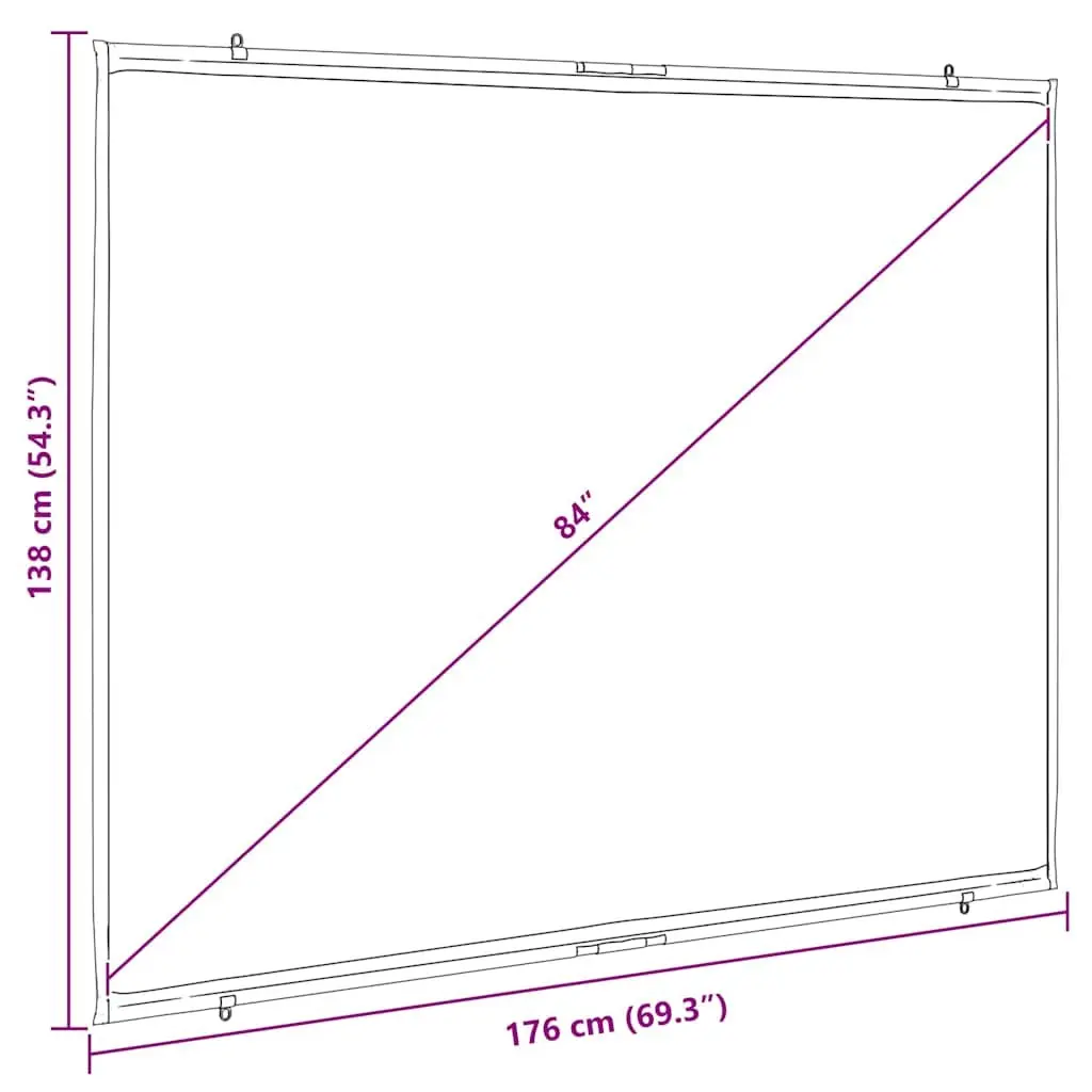 Projection Screen Wall-Hanging 84 Inch Matte White Home Theater Classroom Office