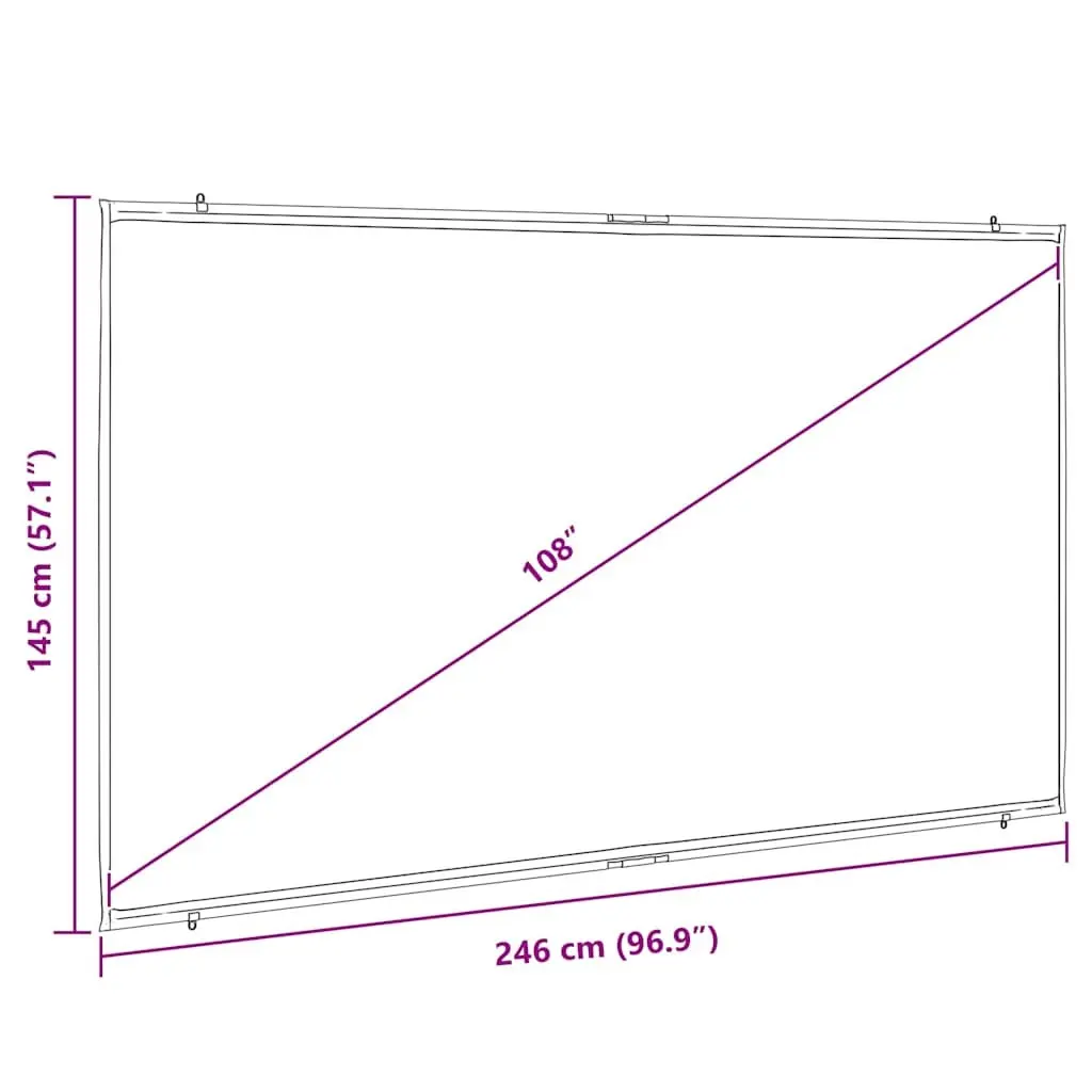 Projection Screen Wall-Hanging 108 Inch Matte White Polyester for Home Theater Classroom Office Conference Room
