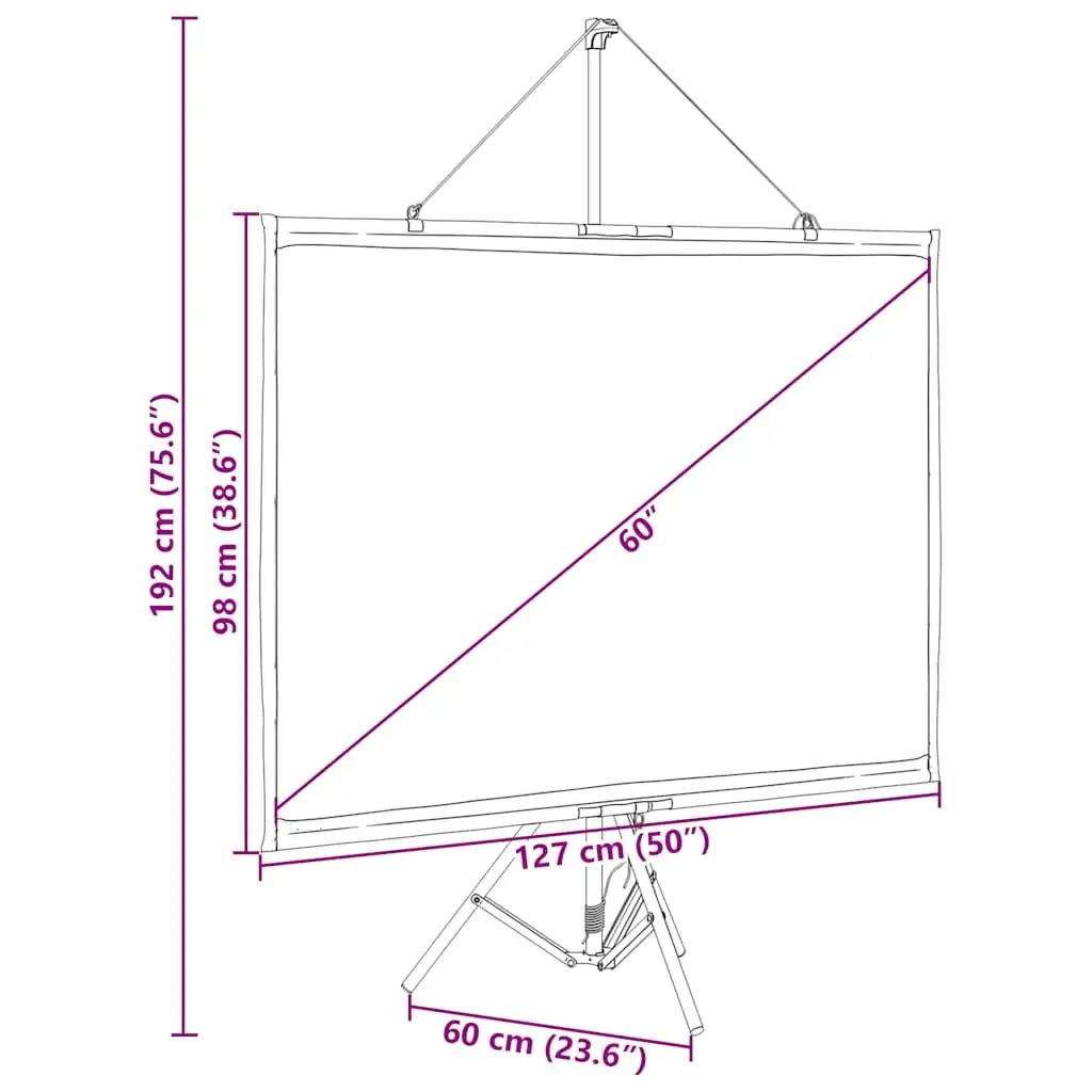 Projection Screen with Tripod 60 Inch 4:3 Matte White Portable Presentations