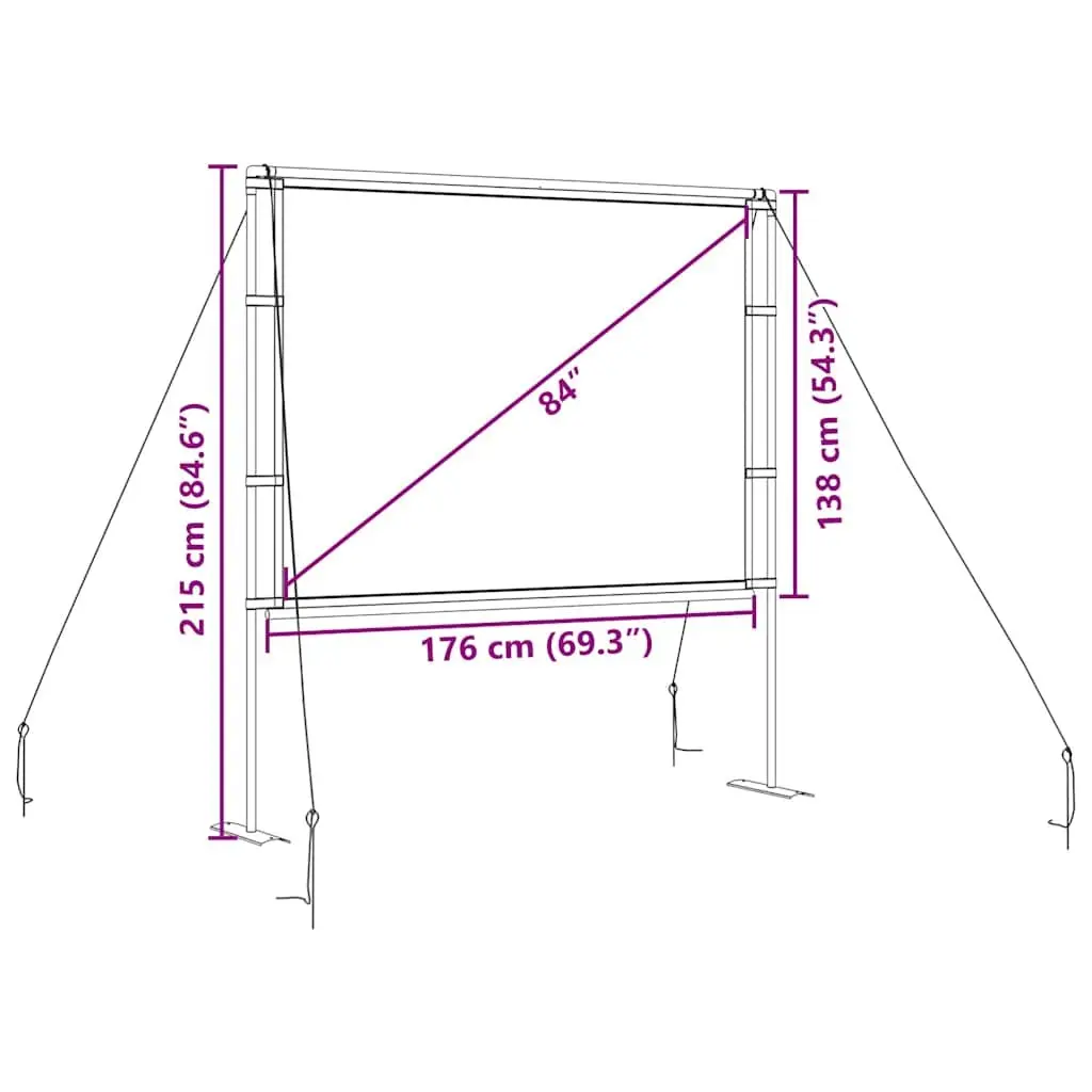 Projection Screen 84 Inch 4:3 Portable Projector Display with Double Stands