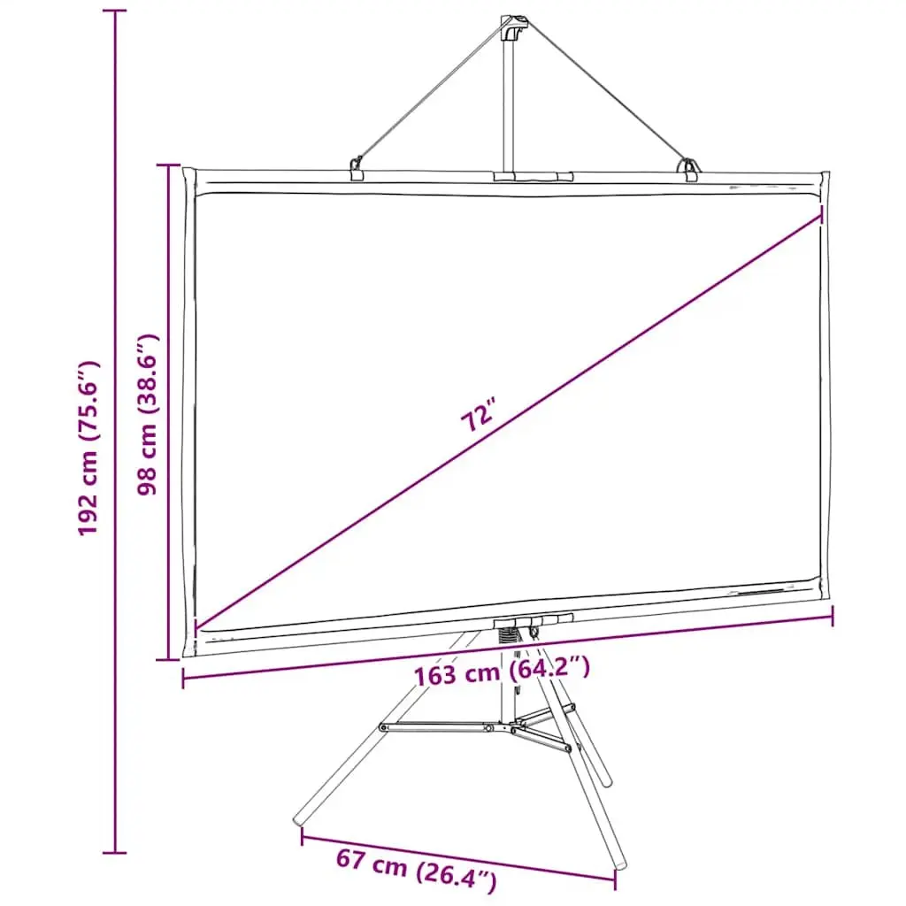 72 Inch Projection Screen Tripod Stand Matte White Surface Home Theater Classroom Conference