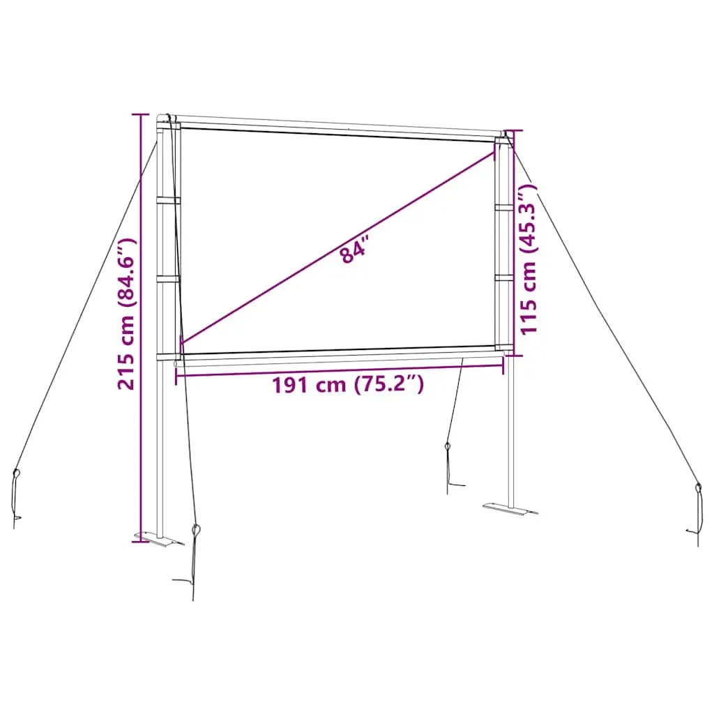 Projection Screen 84 Inch 16:9 Portable Projector Display with Double Stands