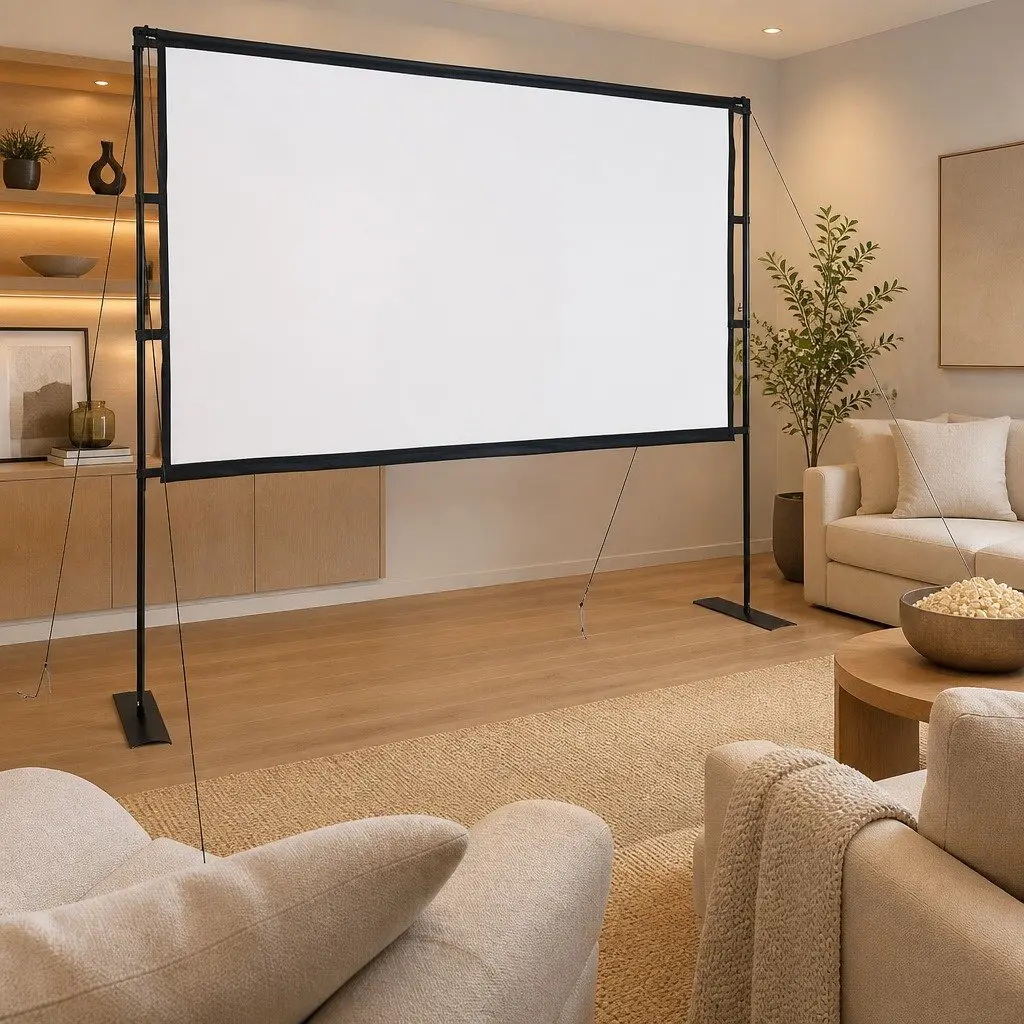 Projection Screen 120 Inch Matte White Foldable Stand Home Theater