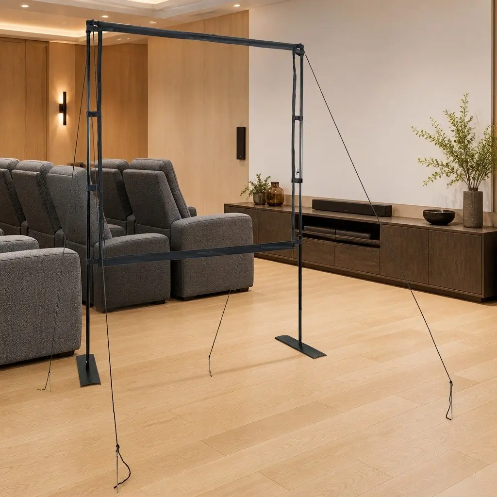 Projection Screen Matte Surface 89 Inch Portable Stand White