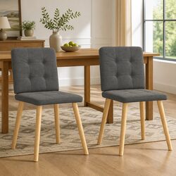 Dining Chairs 2 pcs Grey Fabric Kitchen Living Room Seating Furniture Set