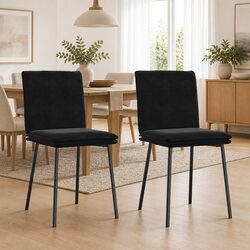 Dining Chairs Set of 2 Black Velvet Kitchen Room Seating Ergonomic Design