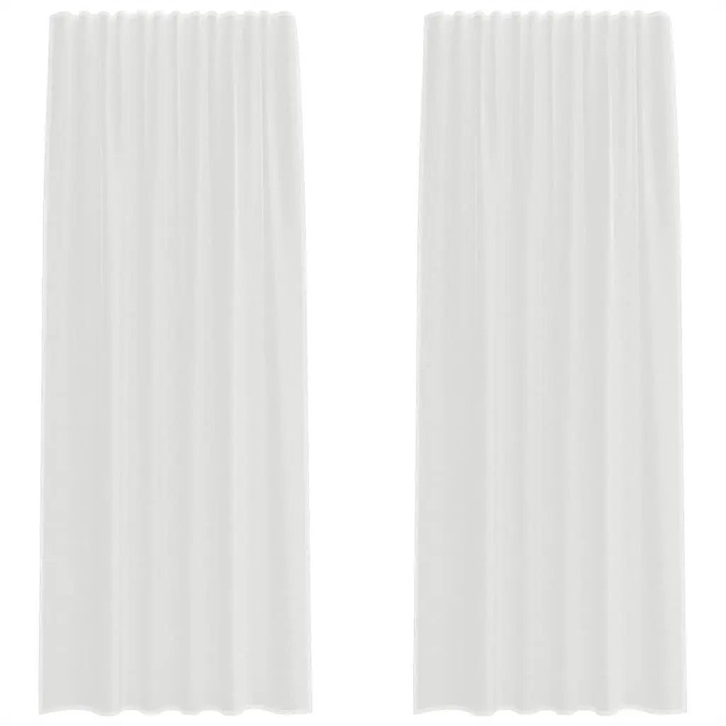 Voile Curtains Sheer Window Panels 2 pcs White Polyester Rod Pocket Living Room