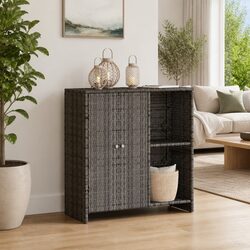 Storage Cabinet Grey Rattan Rectangular Shelf Living Room Furniture 100x36x102cm