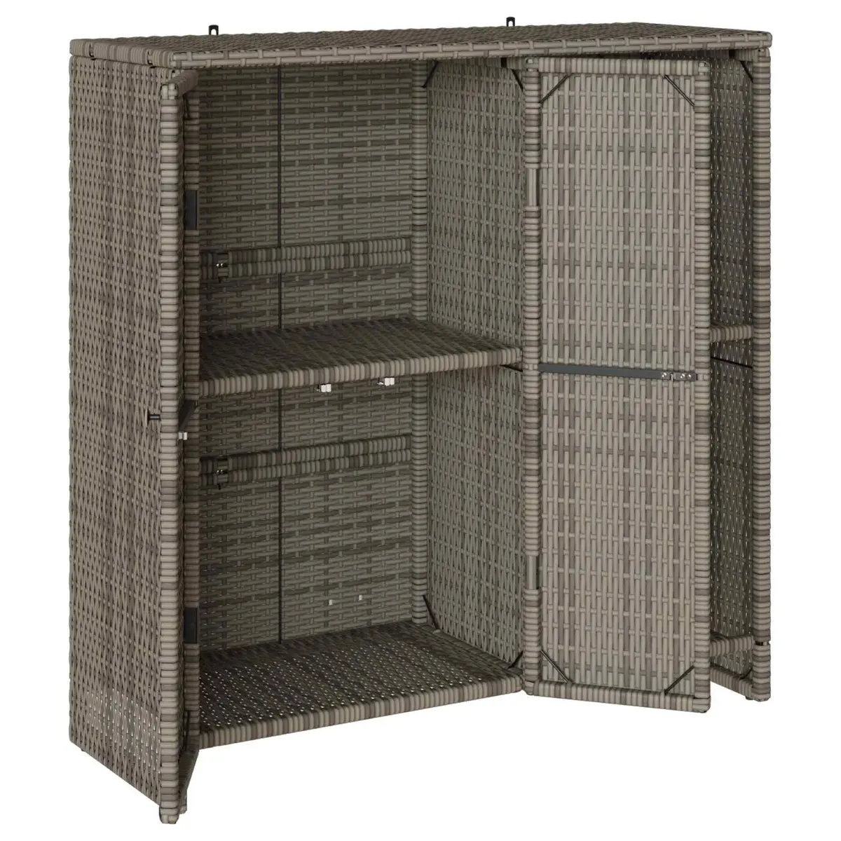 Storage Cabinet Grey Rattan Rectangular 100x36x102cm
