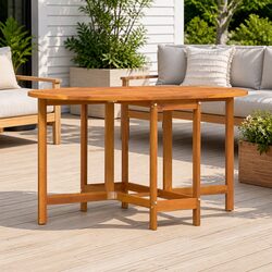 Folding Outdoor Garden Table Brown Dining Acacia Wood Patio Furniture
