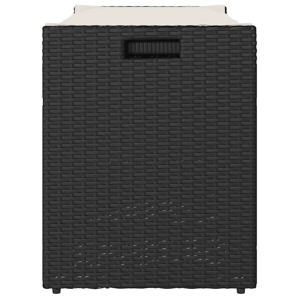 Outdoor Storage Bench with Cushion 100cm Black PE Rattan Garden Seating