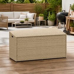 Garden Storage Box Beige Outdoor Furniture Poly Rattan 110x50x58cm Waterproof