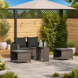 Garden Sofa Set 5 Piece Outdoor Seating Stackable Modular Patio Furniture Grey