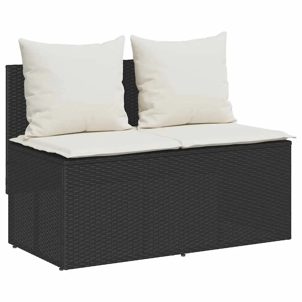 Outdoor Dining Set 3 Piece Garden Furniture Black Poly Rattan with Cushions