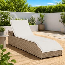 Sun Lounger Folding Outdoor Garden Chair Adjustable Recliner with Cushion