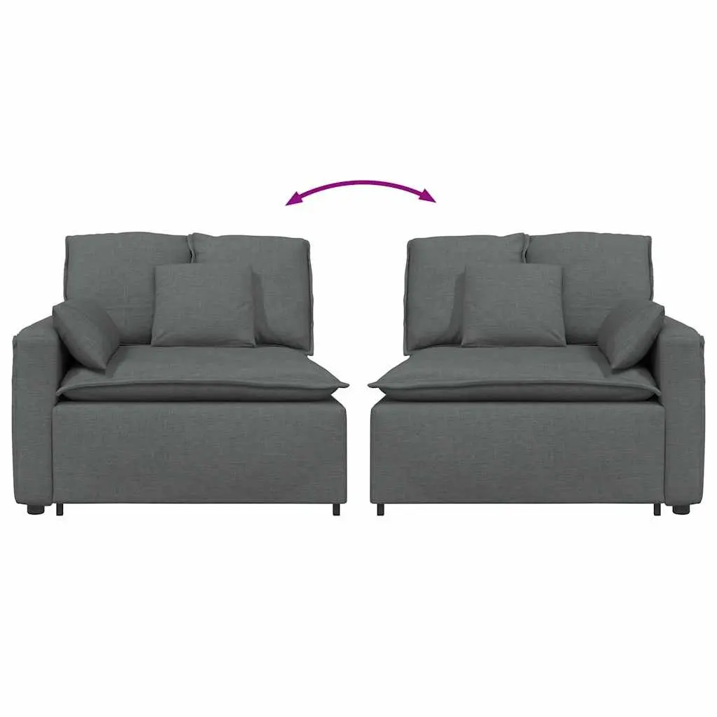 Modular Sofa Armrest End Module with Cushions 100cm Grey Fabric