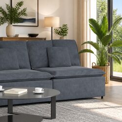 Modular Sofa Centre Module with Cushions Grey 100cm Sectional Unit
