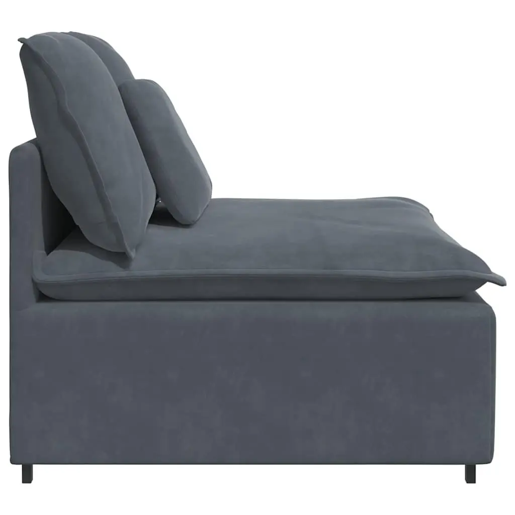 Modular Sofa Centre Module 100cm Velvet Dark Grey with Cushions