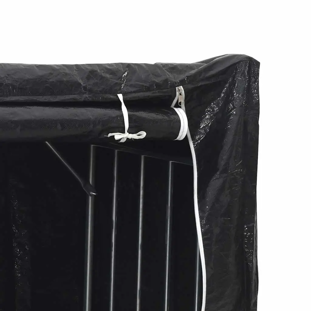 Firewood Rack with Zippered Rain Cover Galvanised Steel 200.5x80.5x110.5 cm Black