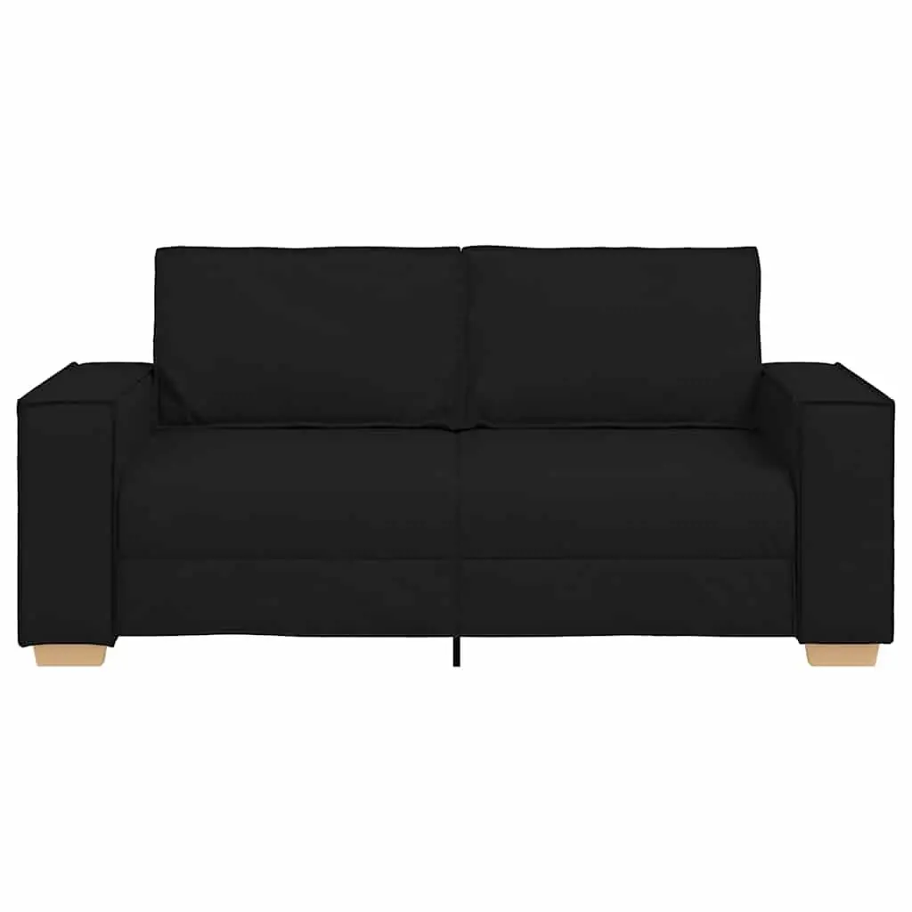 2-Seater Sofa Black Fabric Lounge Living Room Couch Comfortable Armrests