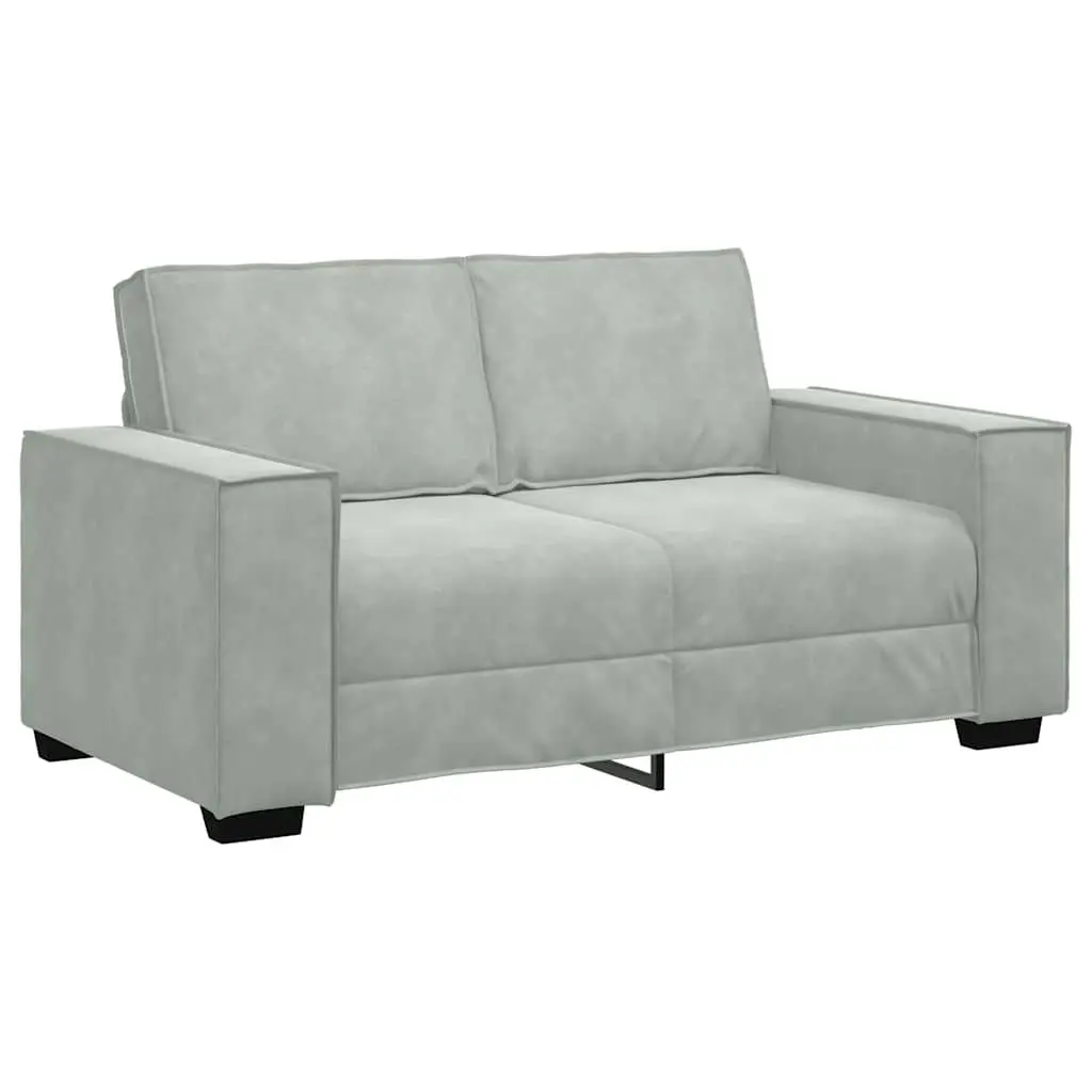2-Seater Sofa Velvet Upholstered Light Grey Living Room Furniture