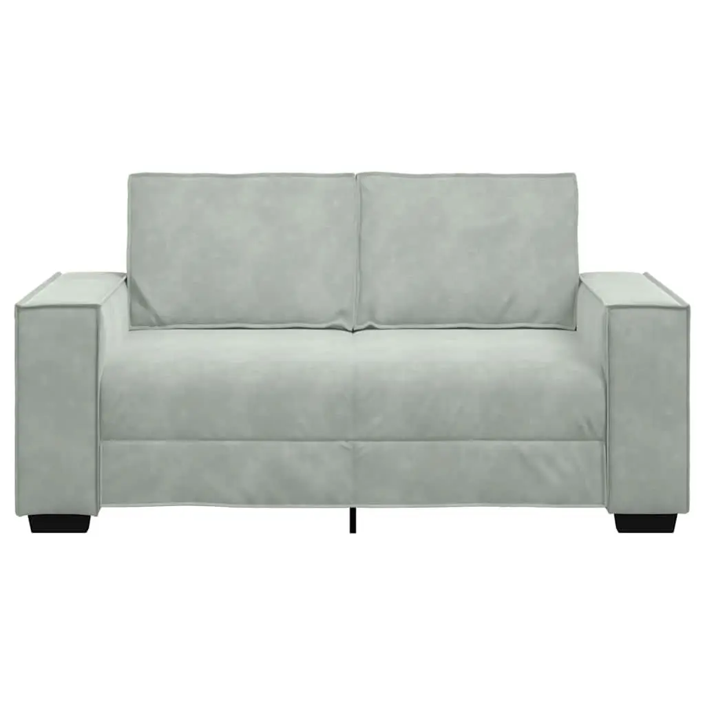 2-Seater Sofa Velvet Upholstered Light Grey Living Room Furniture