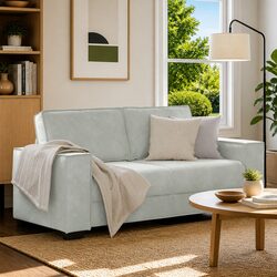 2-Seater Sofa Light Grey Velvet Lounge Couch Living Room Furniture Relaxing