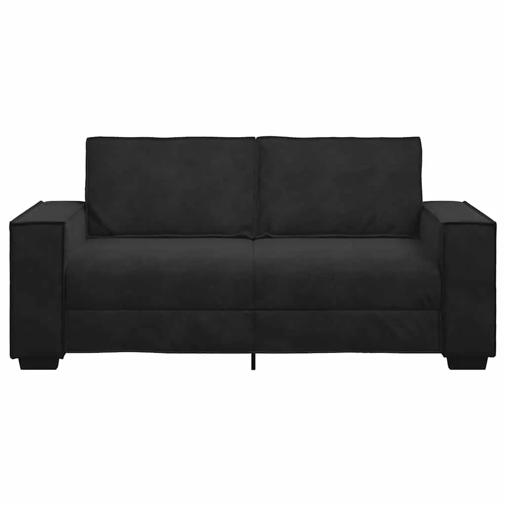 2-Seater Sofa Soft Velvet Black Living Room Lounge Couch