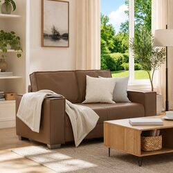 Loveseat Sofa 160cm Modern Living Room Faux Leather Brown 2-Seater Couch