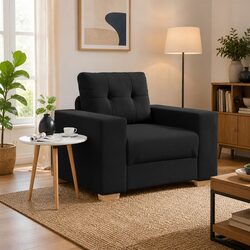 Black Fabric Sofa Chair Lounge Seat Armchair Living Room Furniture Relaxation