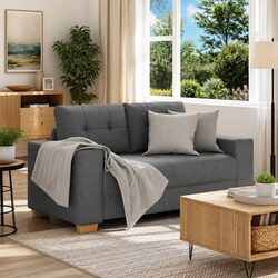 Loveseat Sofa Dark Grey 160x77x82cm 2-Seater Couch Fabric Relaxing Furniture