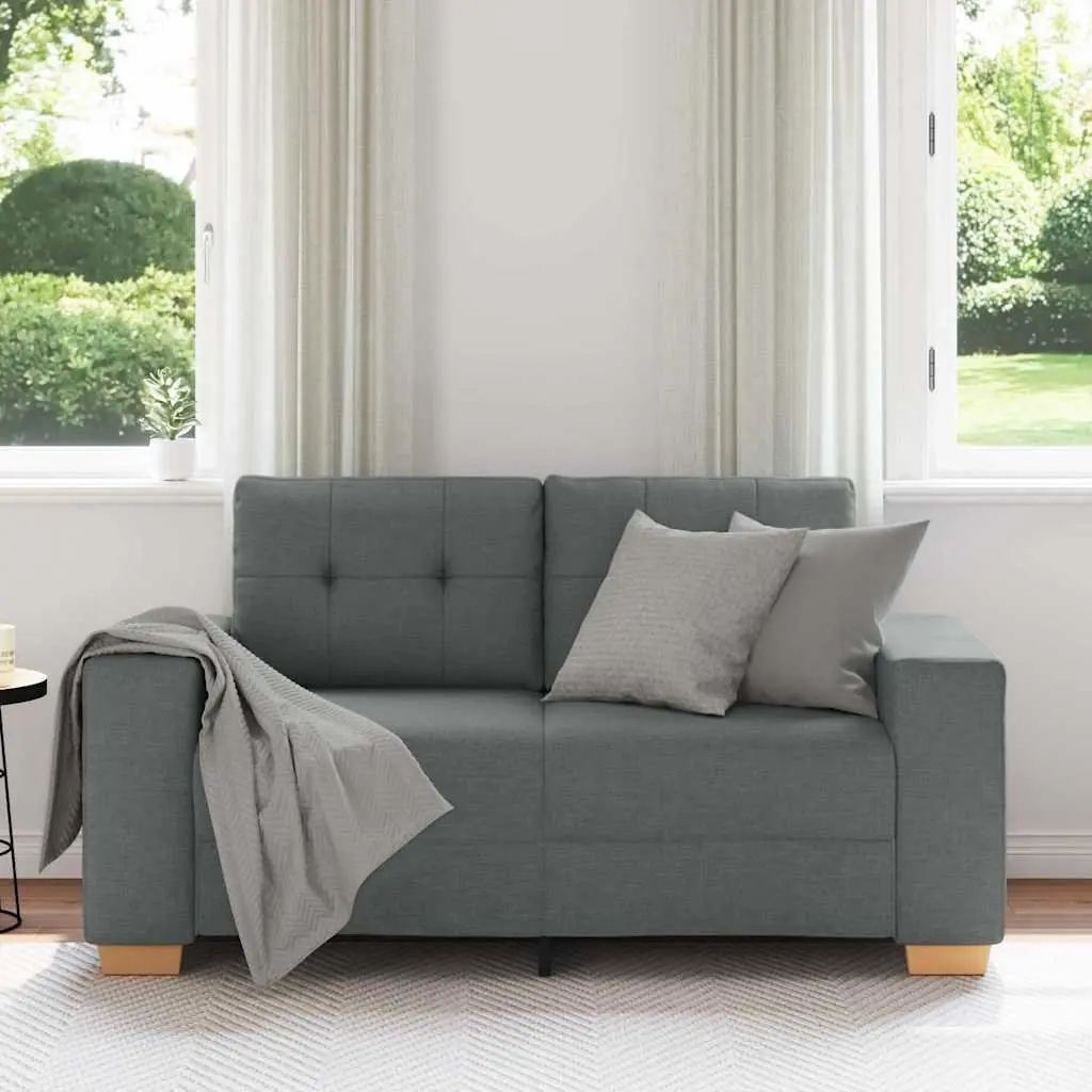 Loveseat Sofa Dark Grey 160x77x82 cm Fabric 2 Seater